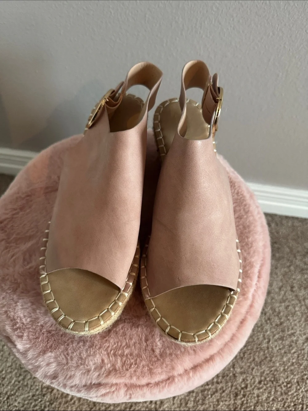 Catherine Malandrino Blush Pink Slingback Espadrille Sandals